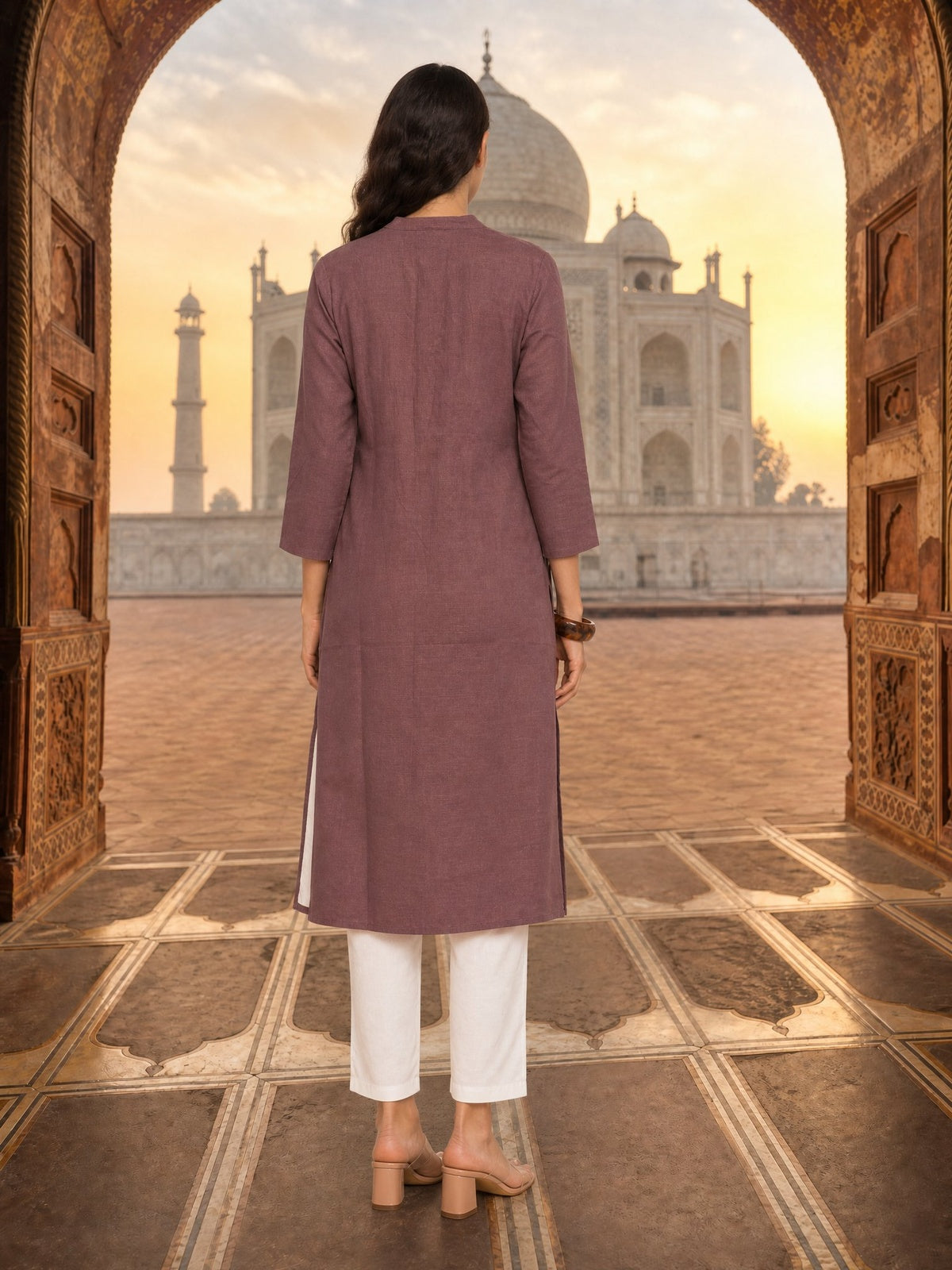 Rayon Pin Tuck Straight Knee Length Kurta