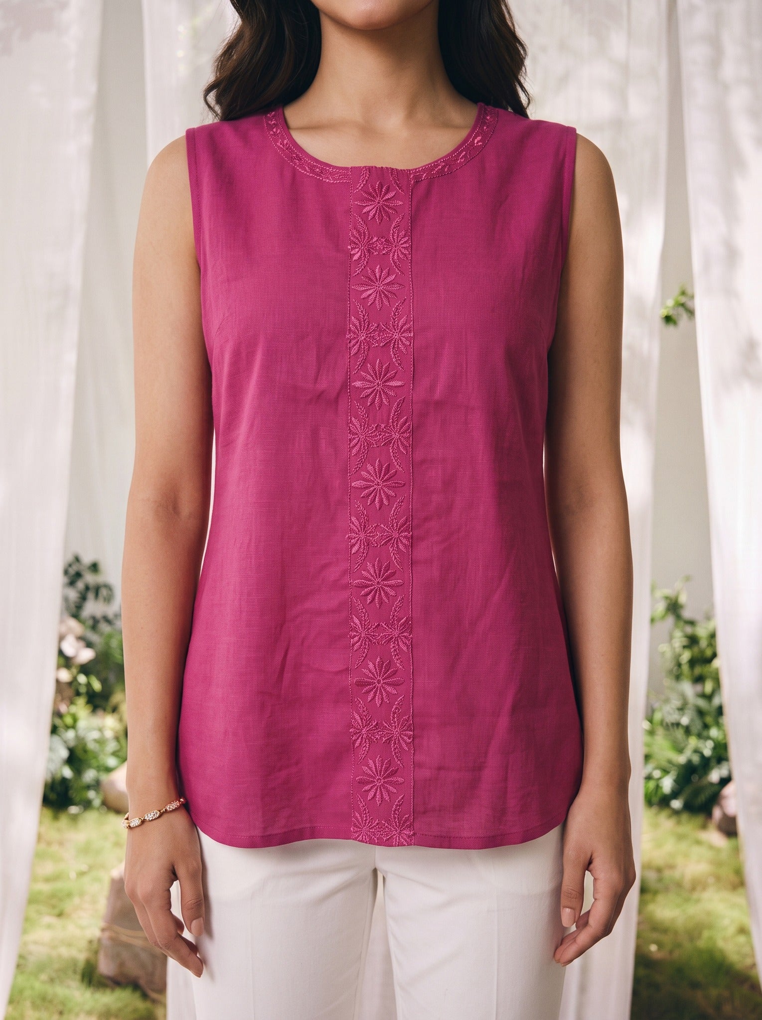 Cotton Embroidered Straight Short Length Short Kurta