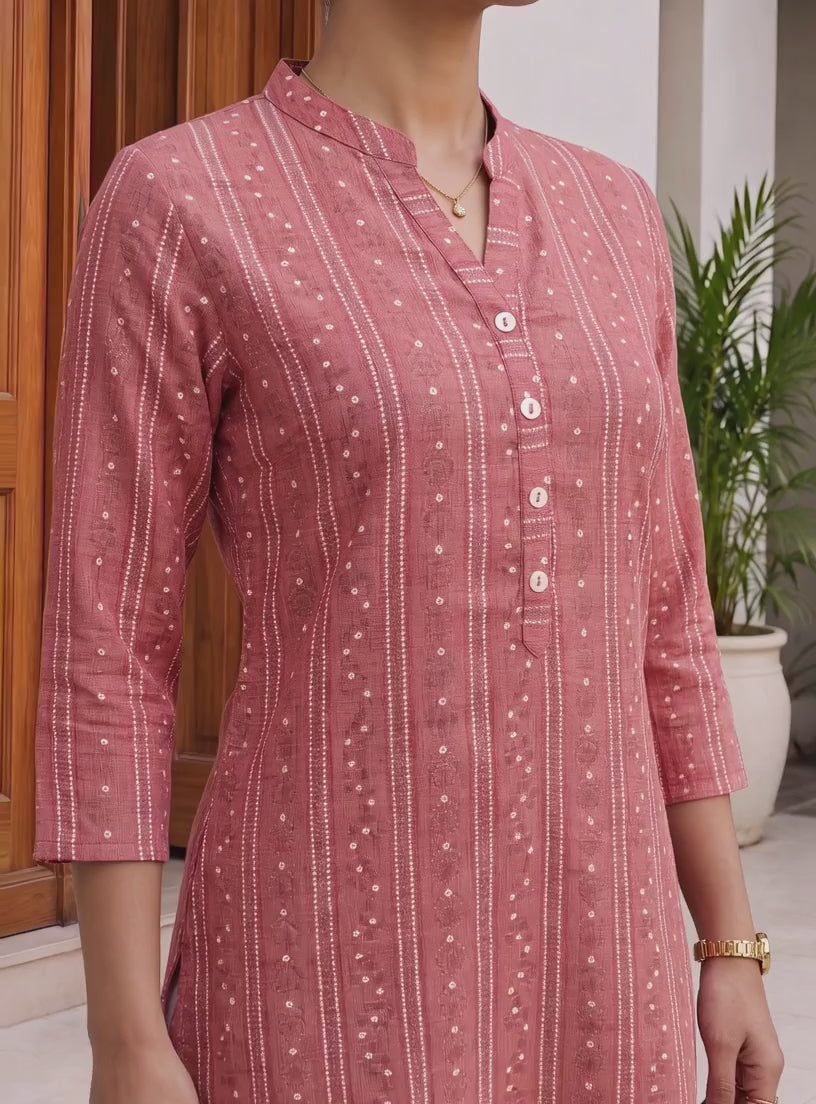 Buy Viscose Printed Straight Knee Length Kurta-Peach