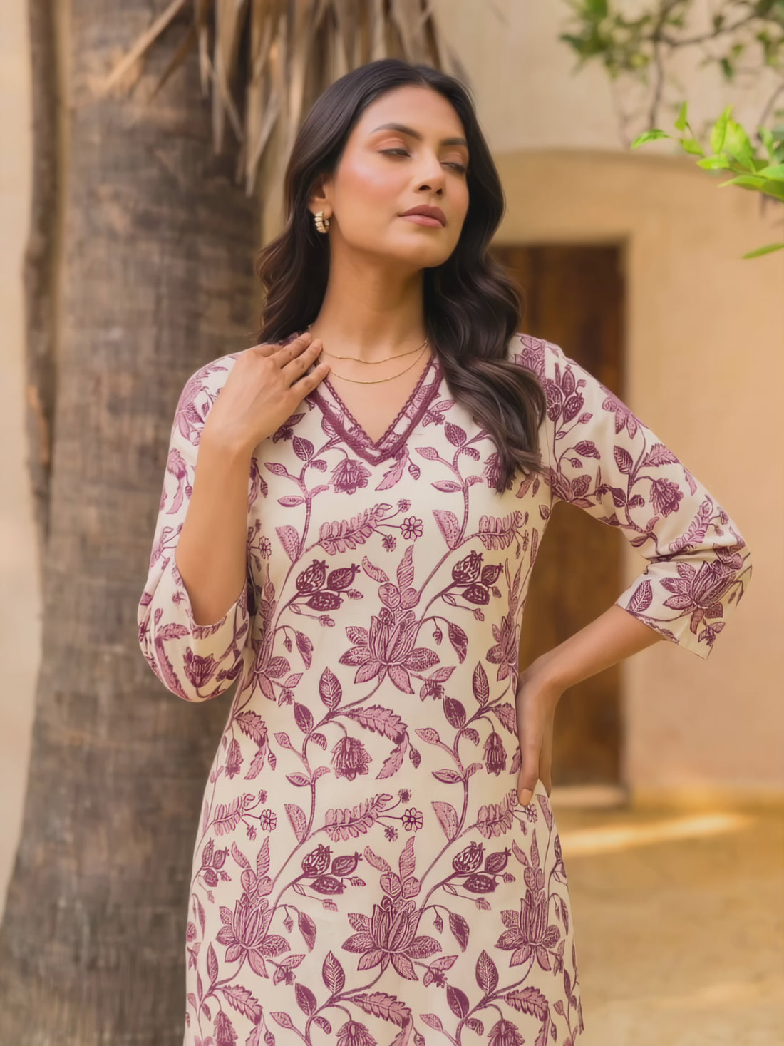 Buy Rayon Printed Straight Knee Length Kurta-Pink