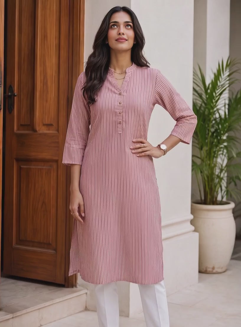 Buy Cotton Printed Straight Knee Length Kurta-Rust