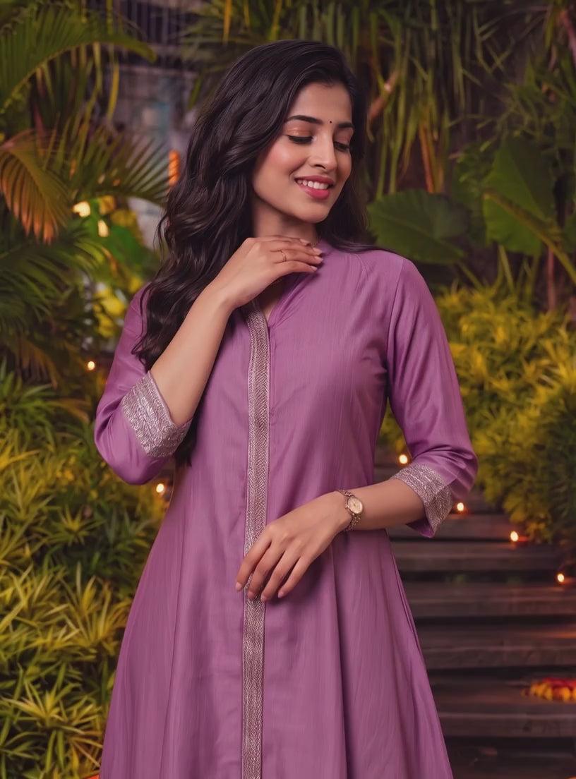 Buy Viscose Embroidered A-Line Calf Length Kurta-Pink